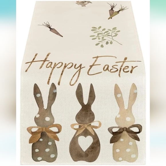 🐇 Set of 3 Easter Bunny rabbit rustic table runners. Carrots, eggs, eucalyptus. - Picture 5 of 14